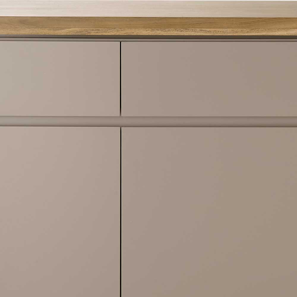 Sideboard Balteas in Taupe mit Akazie Massivholz Deckplatte