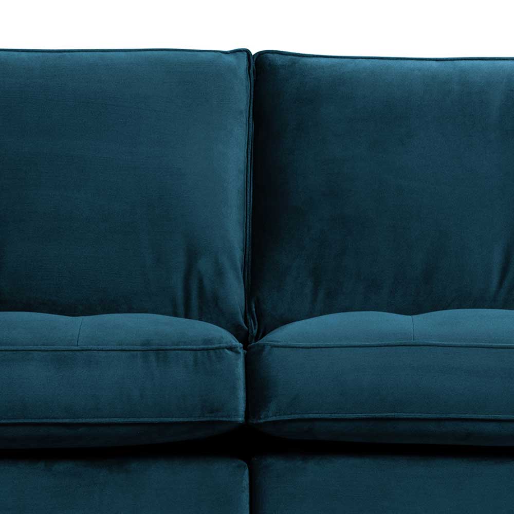 Sitzsofa Domago in Blau Samt im Retro Style