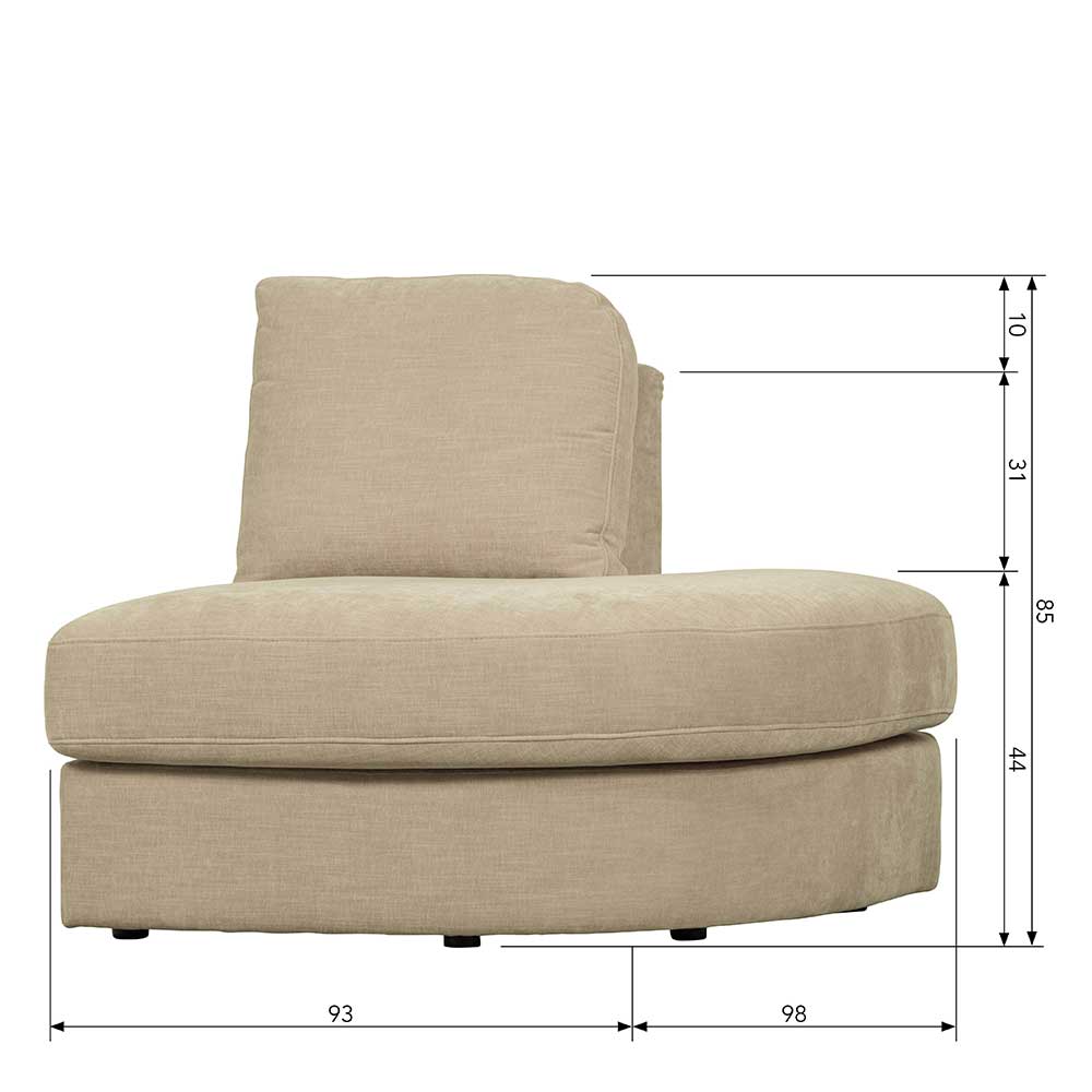 Modulsofa Abschluss Element rechts Pilamonia in Beige Rücken echt bezogen