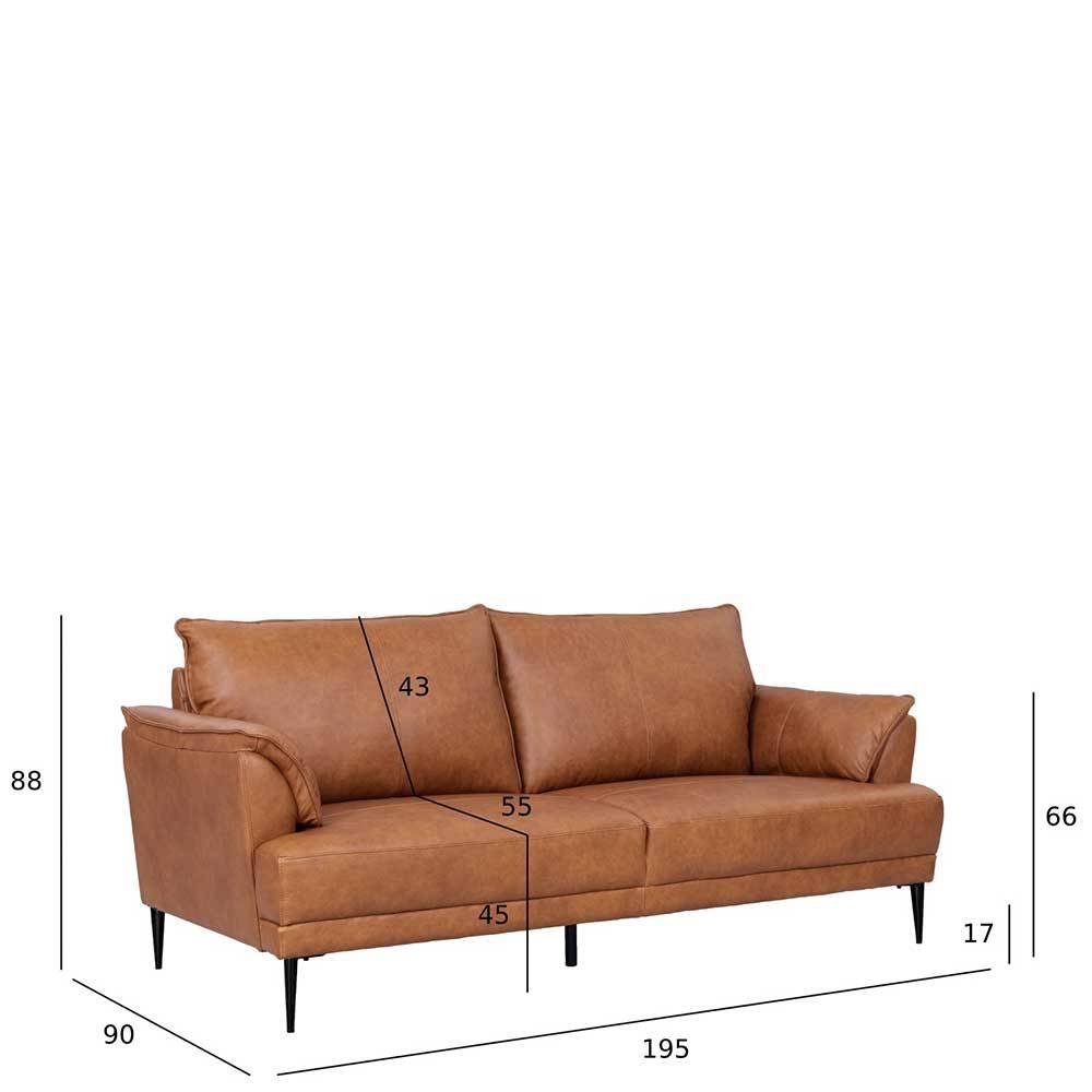 Ledersofa Basilicama mit Schaumstoffpolsterung im Retrostil