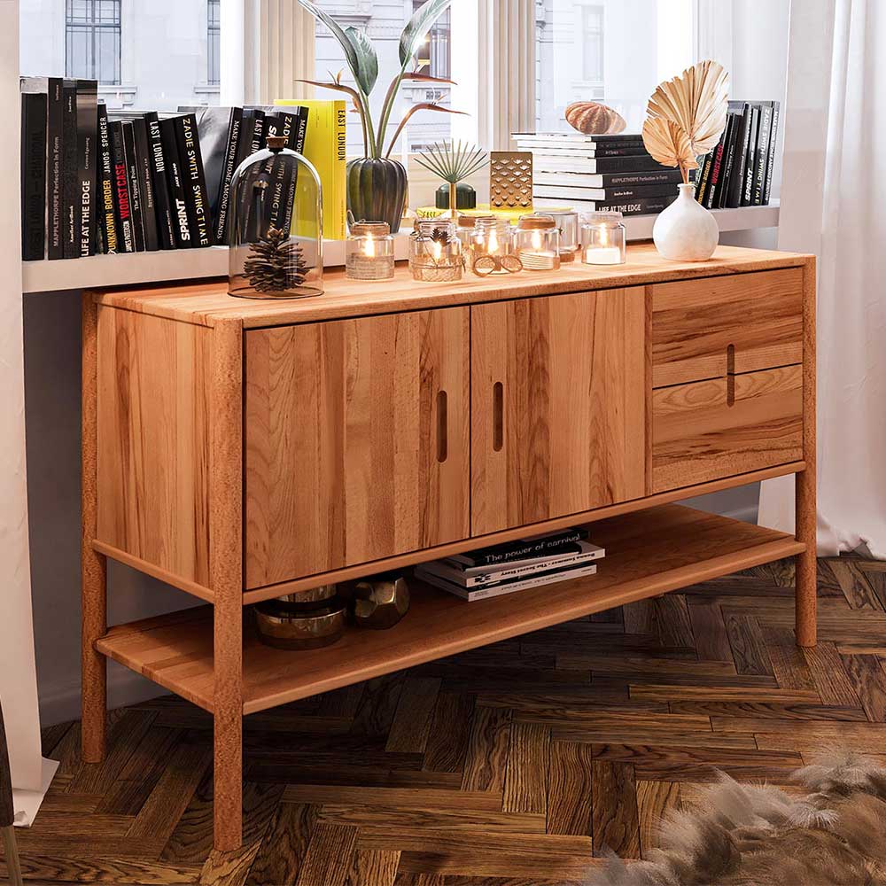 Holz Sideboard Artjes mit zwei Schubladen und Türen 81 cm hoch