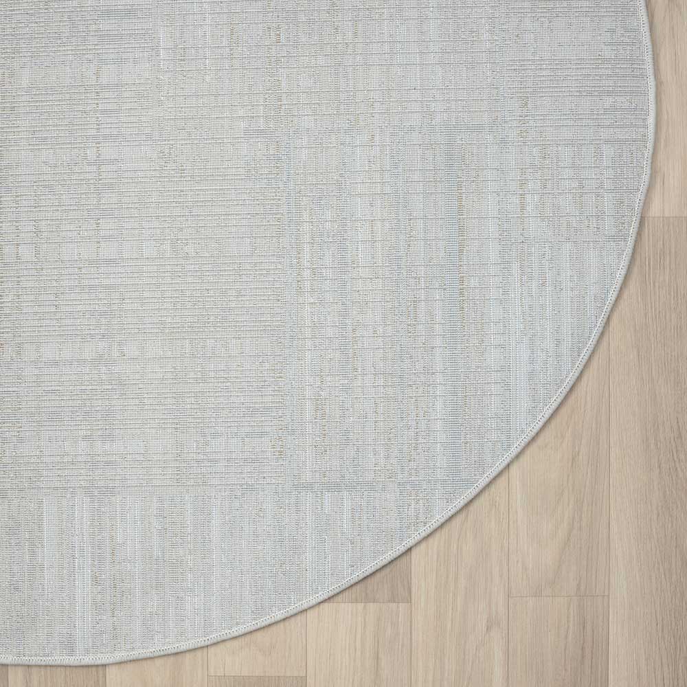 Teppich rund Kurzflor Tyri 120 cm in Cremefarben und Hellgrau