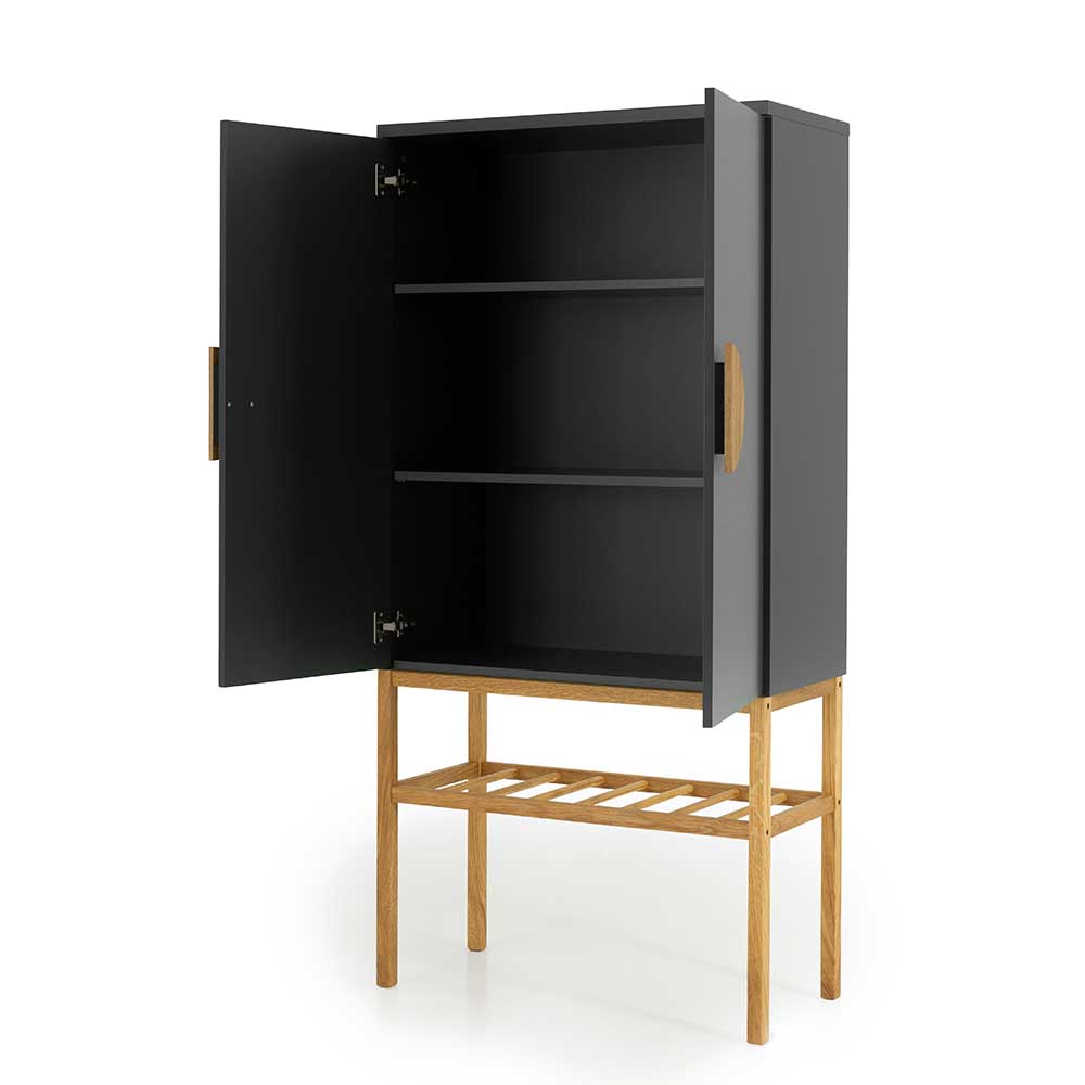 Highboard Edeline in Schwarz und Eiche im Skandi Design