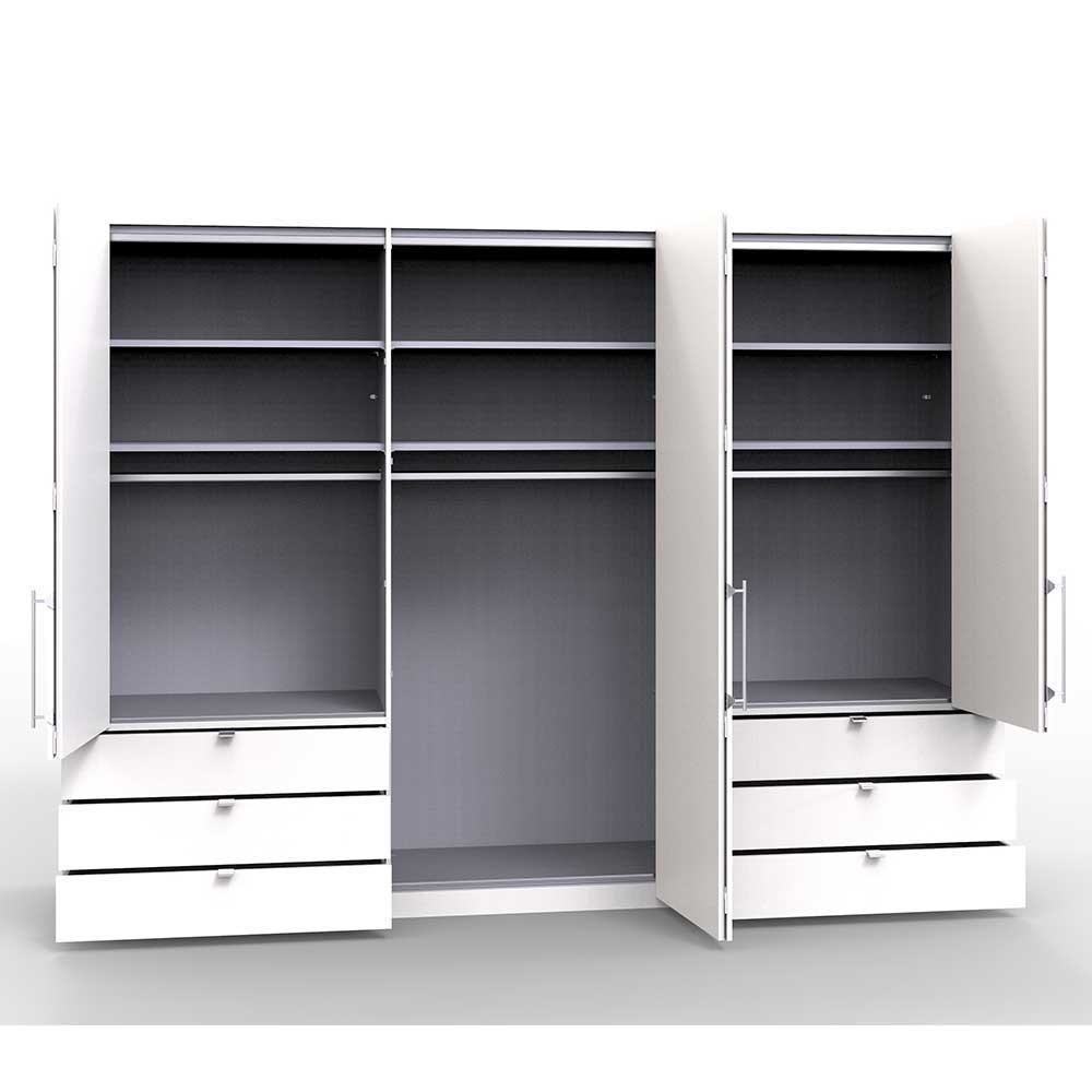 Falttüren Schlafzimmerschrank Waluva in Weiß und Eiche Bianco modern