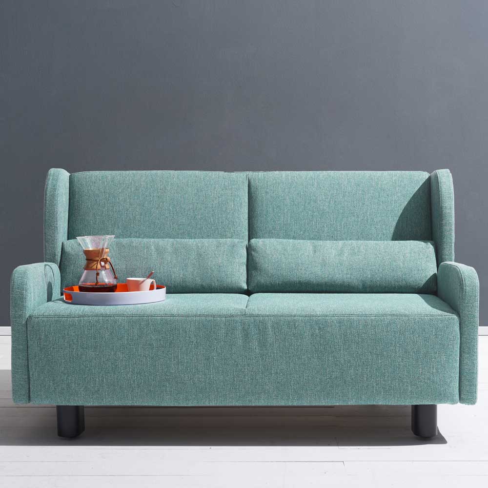 Schlafsofa Vinitaro in Petrol Webstoff 85 cm hoch