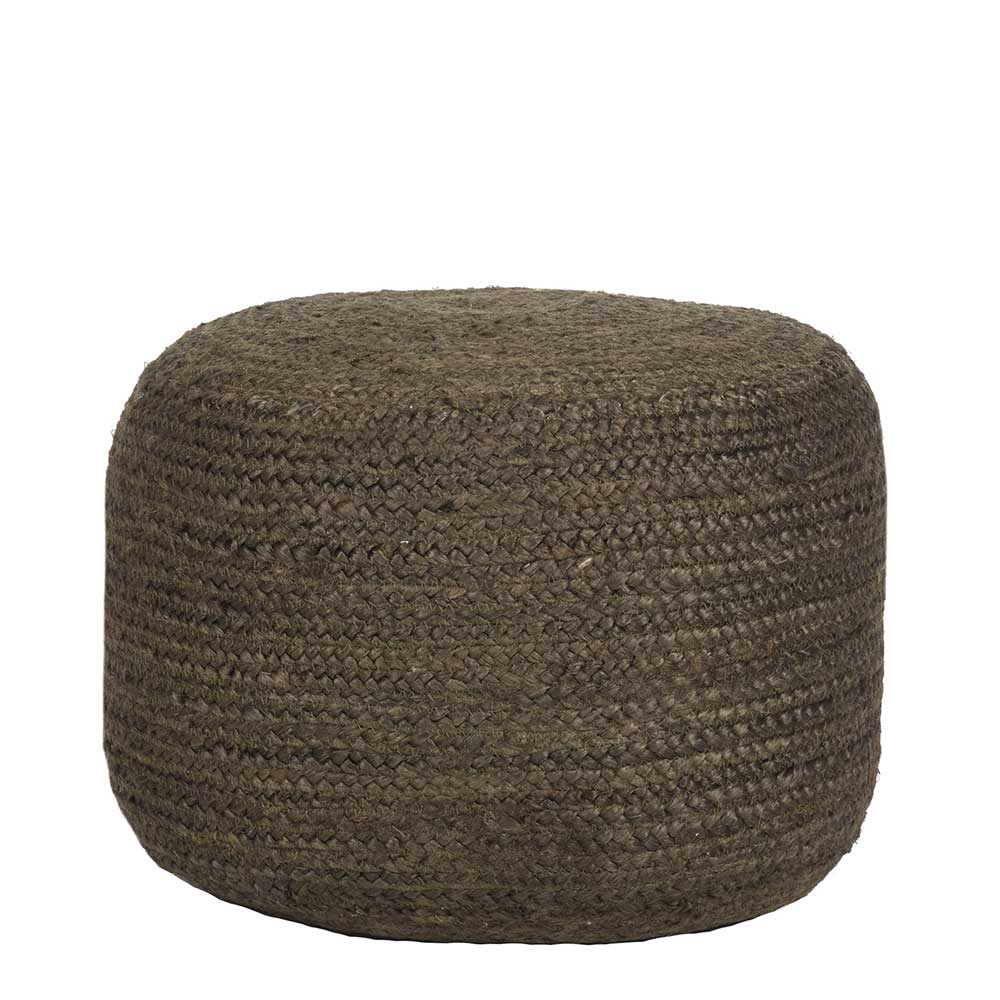 Jute Pouf Marcia in Oliv Grün im Skandi Design