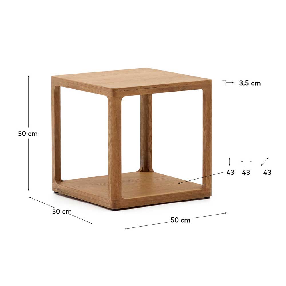 Quadratischer Beistelltisch Idian in Eichefarben 50x50x50 cm