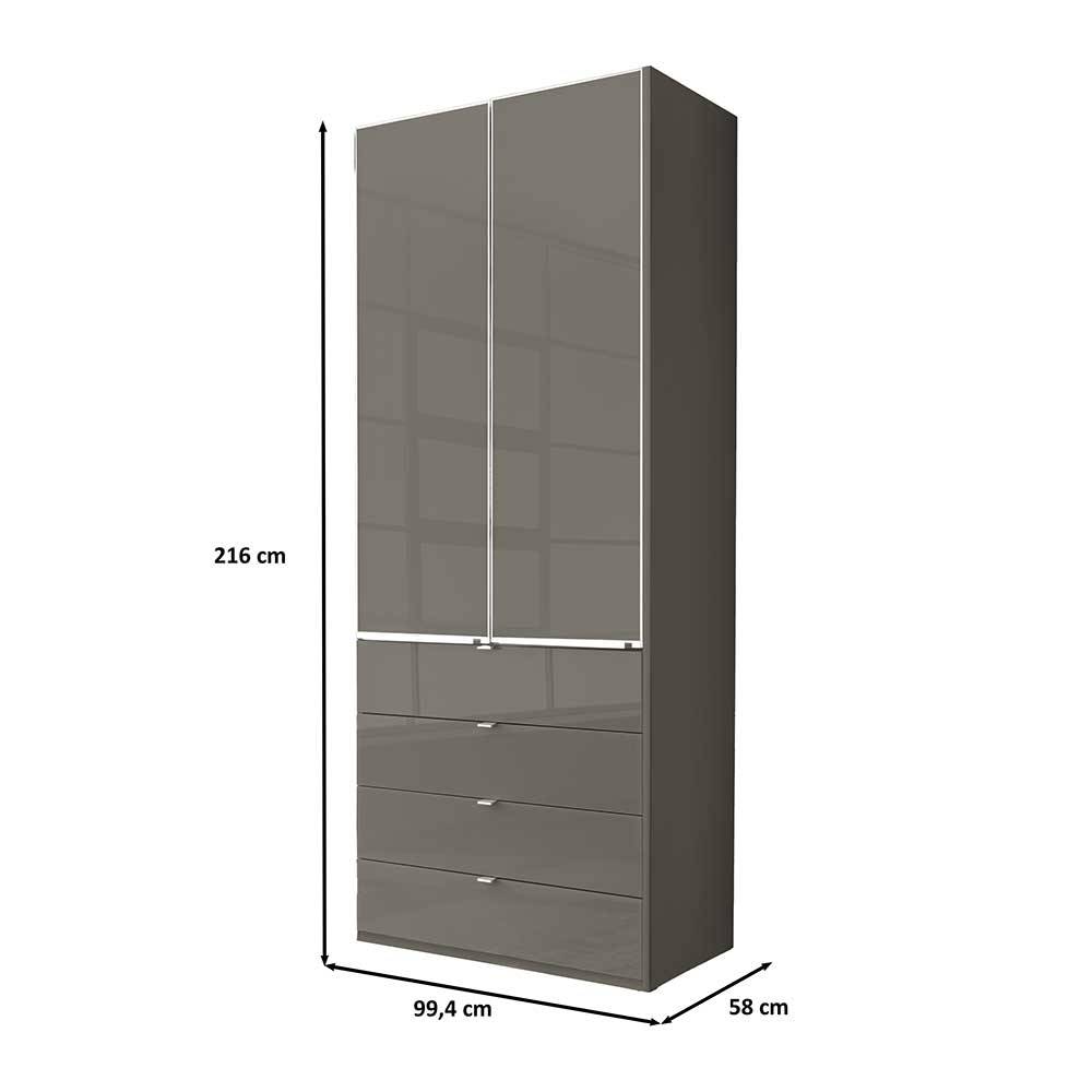 Schlafzimmerschrank Boplaroma mit vier Schubladen Front glasbeschichtet