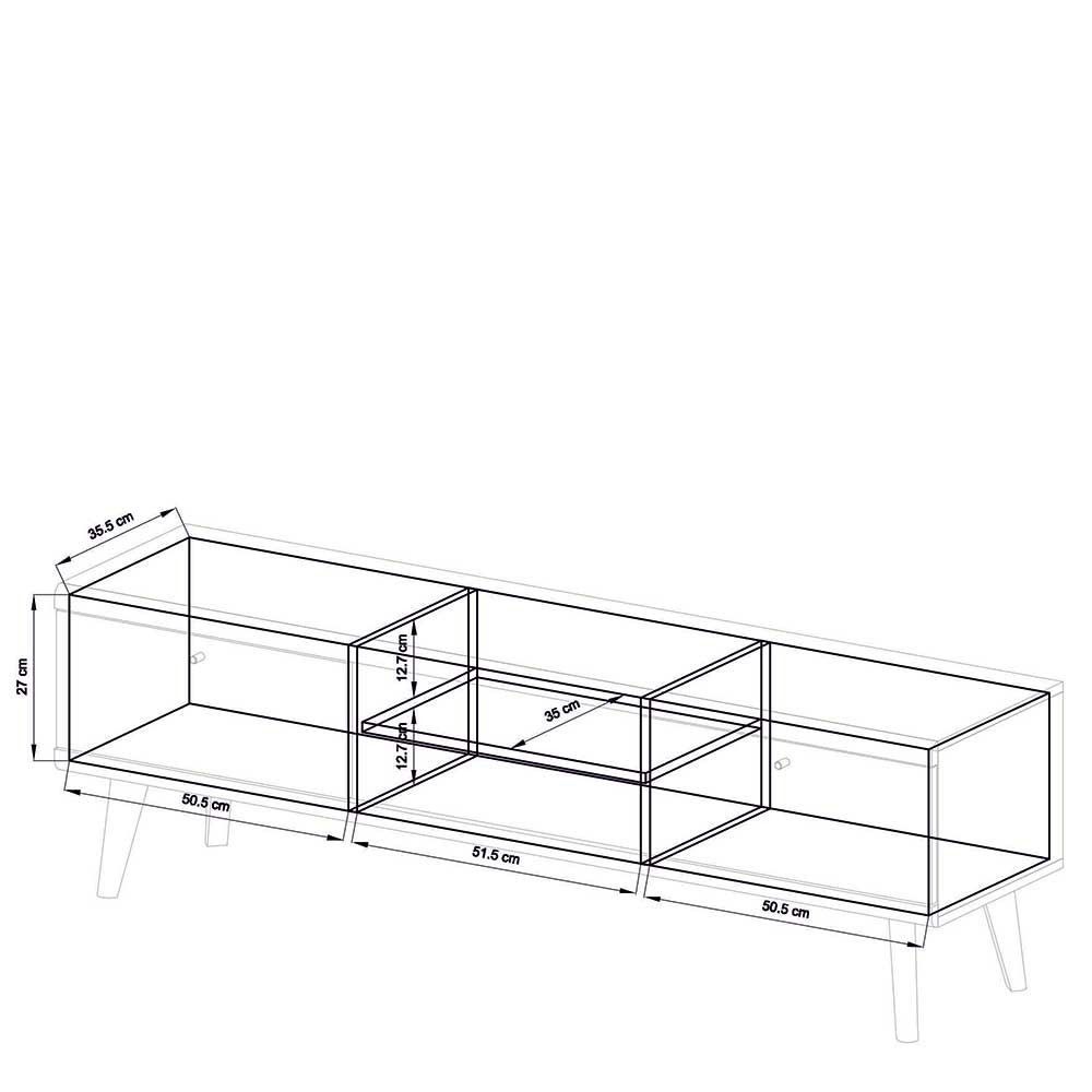 Modernes Lowboard Saladd 150 cm breit und 44 cm hoch