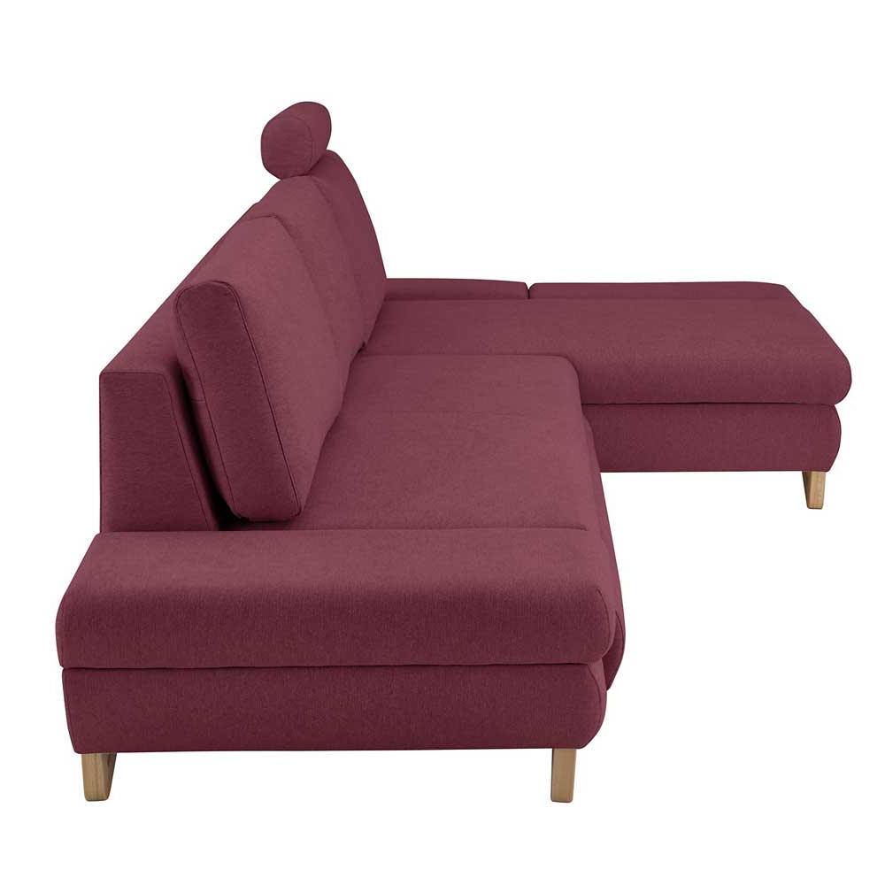 Ecksofa mit Bettfunktion Envus in Bordeaux und Buchefarben