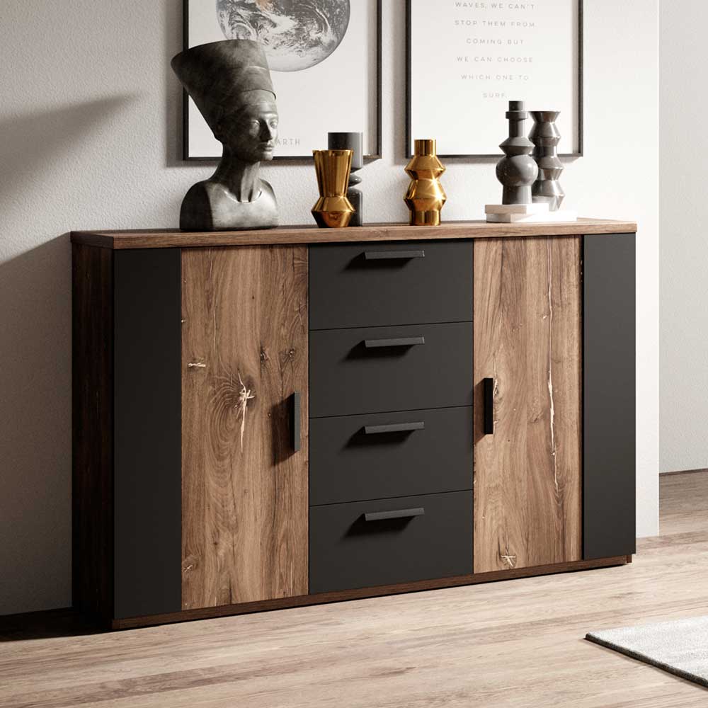 Industrial Style Sideboard Klevani mit vier Schubladen 94 cm hoch