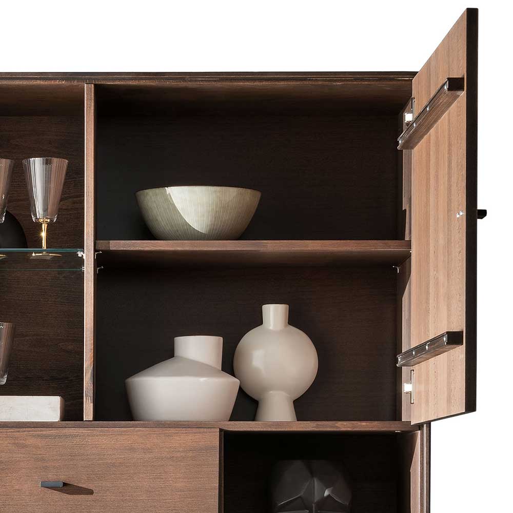 Wohnzimmerschrank Yamashiro in modernem Design - Kernbuche massiv braun geölt