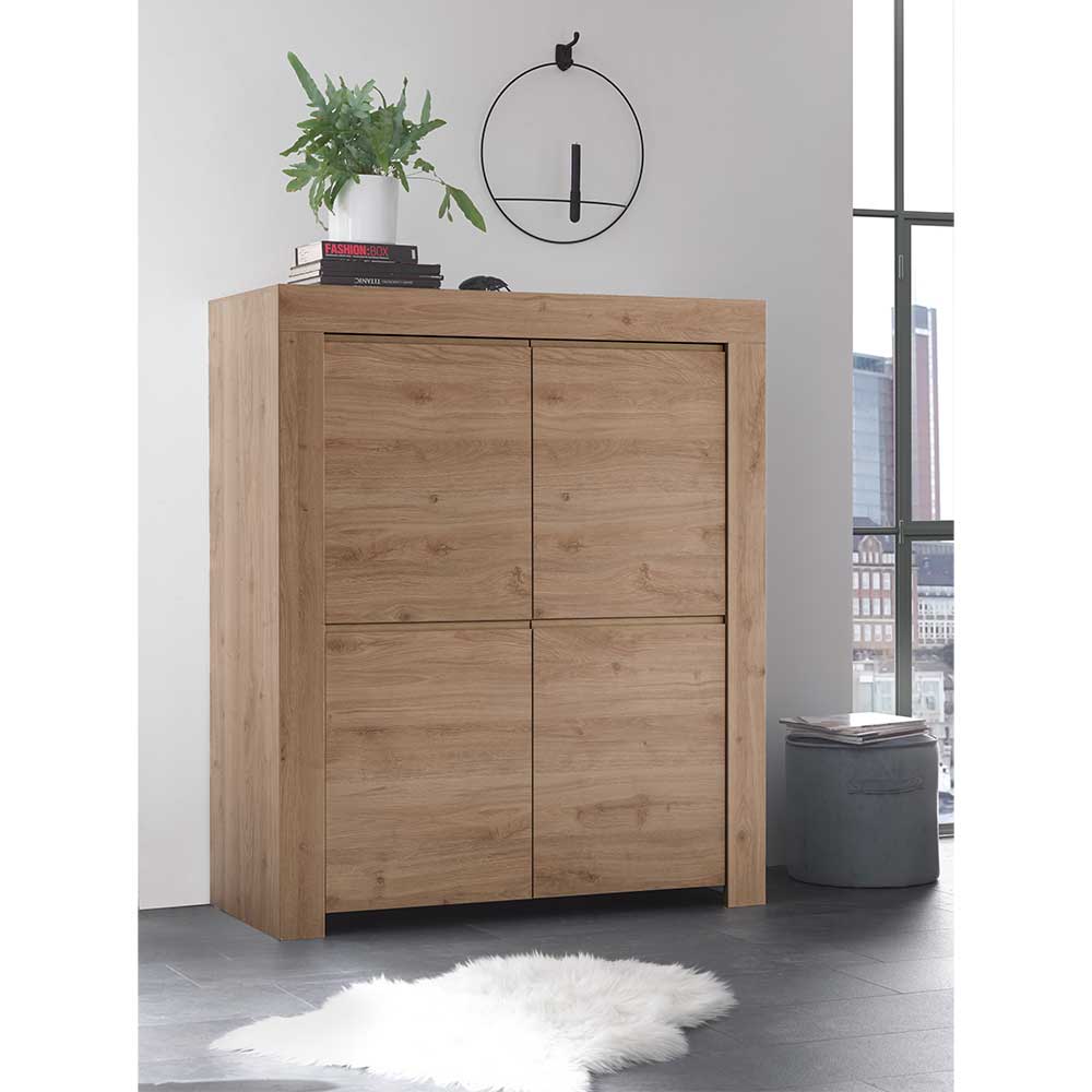 4 türiges Highboard Wandy in Eichefarben 110 cm breit