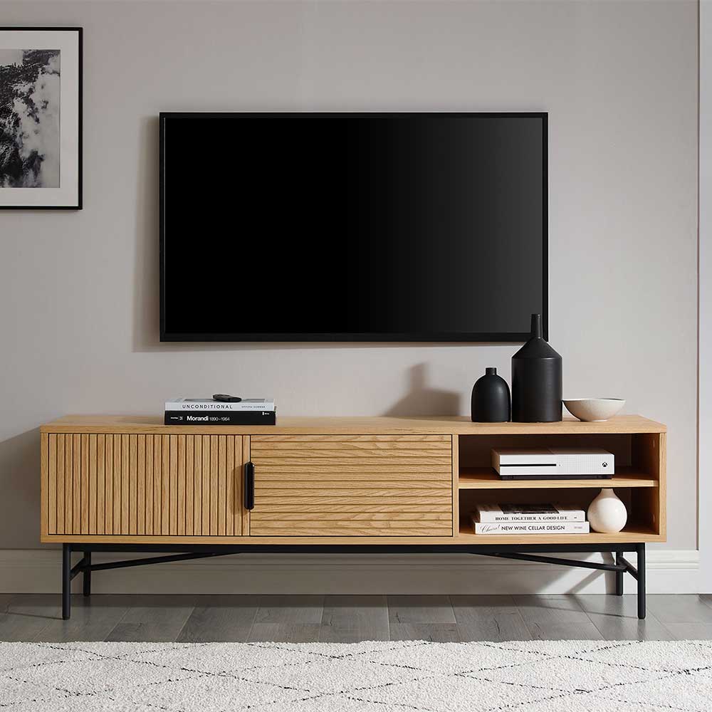 Skandi Design Fernsehmöbel Durian in Eichefarben 50 cm hoch