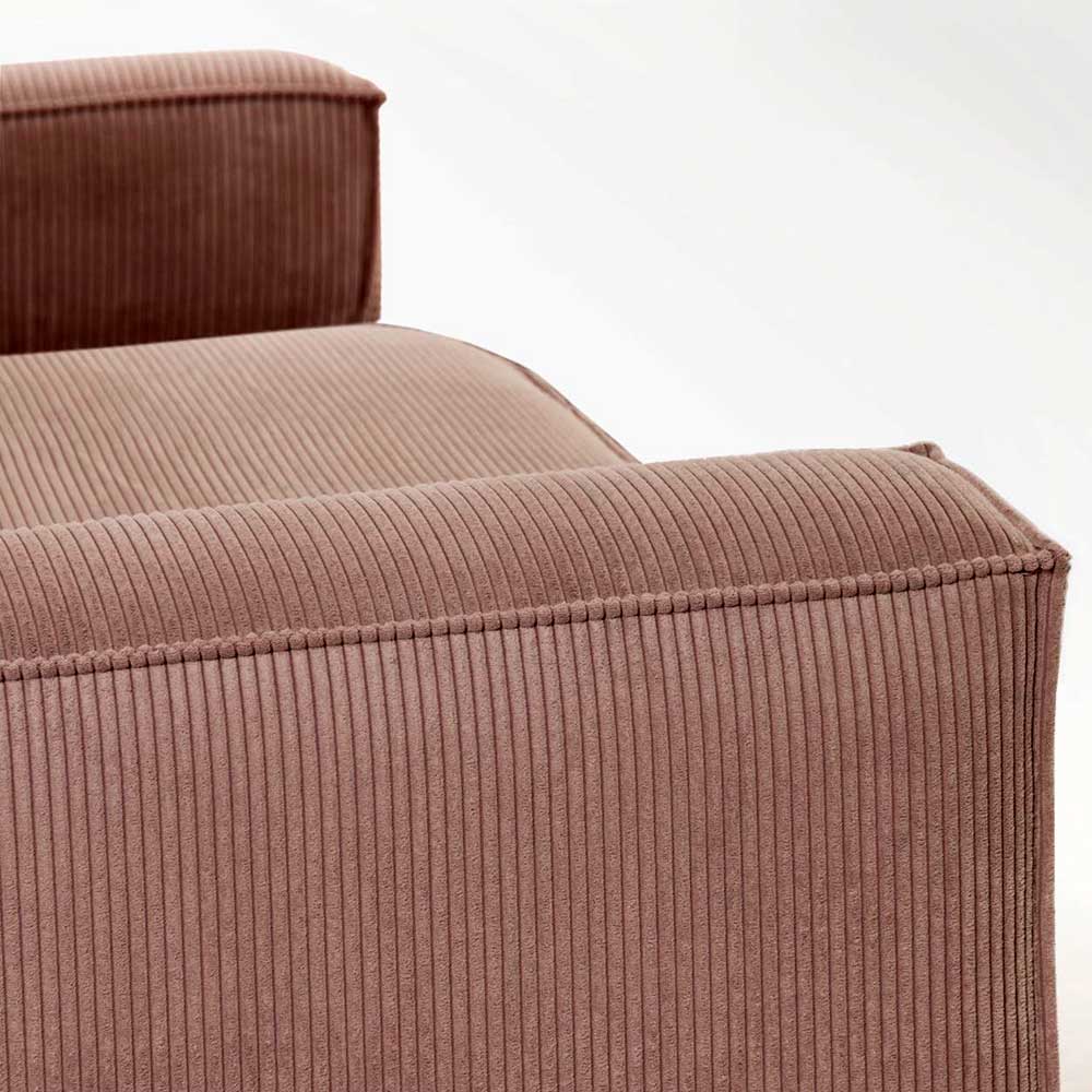 Dreisitzer Couch Annelie in Rosa mit Cord Bezug