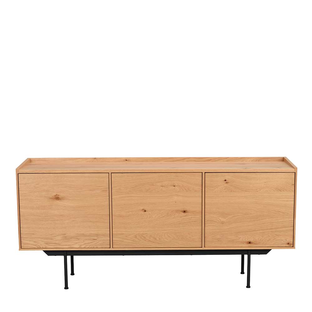 Skandi Design Sideboard Meckey in Wildeichefarben mit Vierfußgestell aus Metall