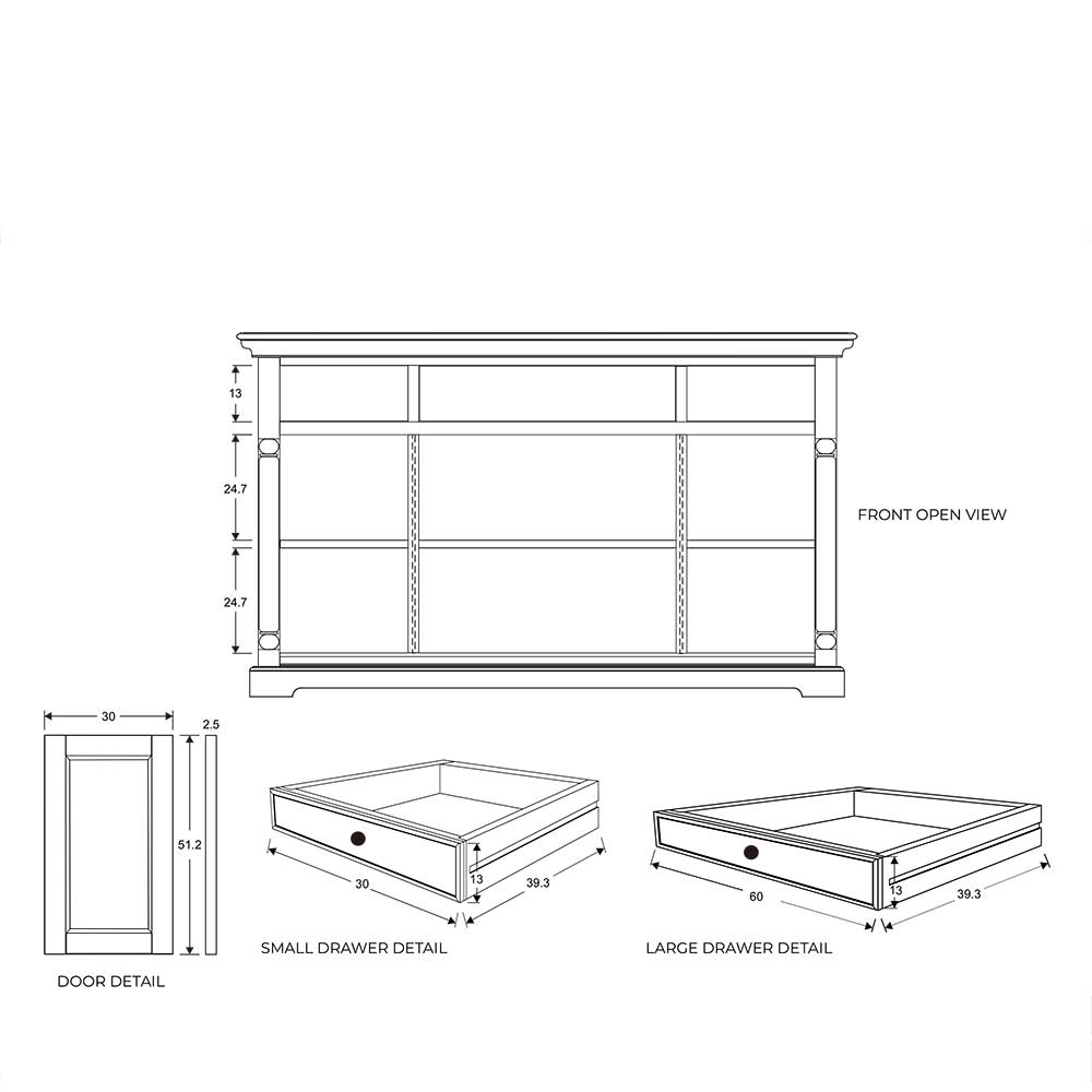 Weißes Esszimmersideboard Relisas im Landhausstil 145 cm breit