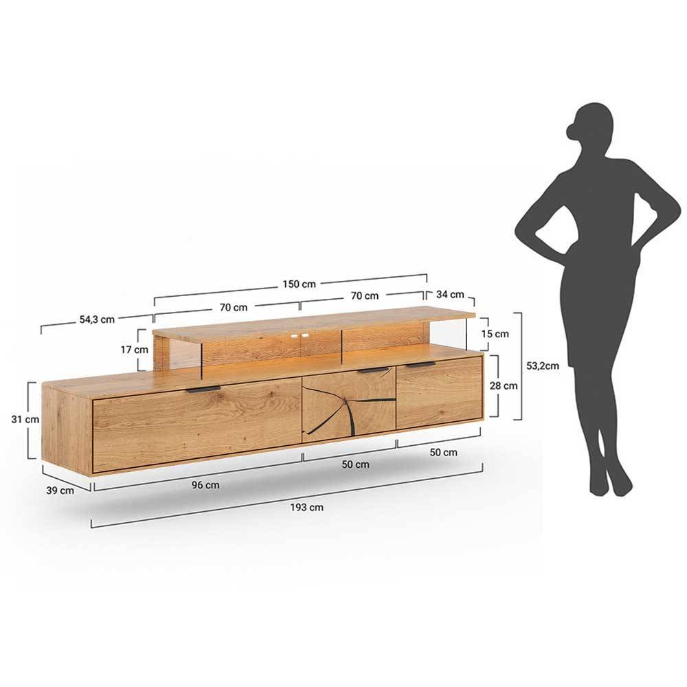 TV Board Tenna mit LED Beleuchtung und Hirnholz Applikation