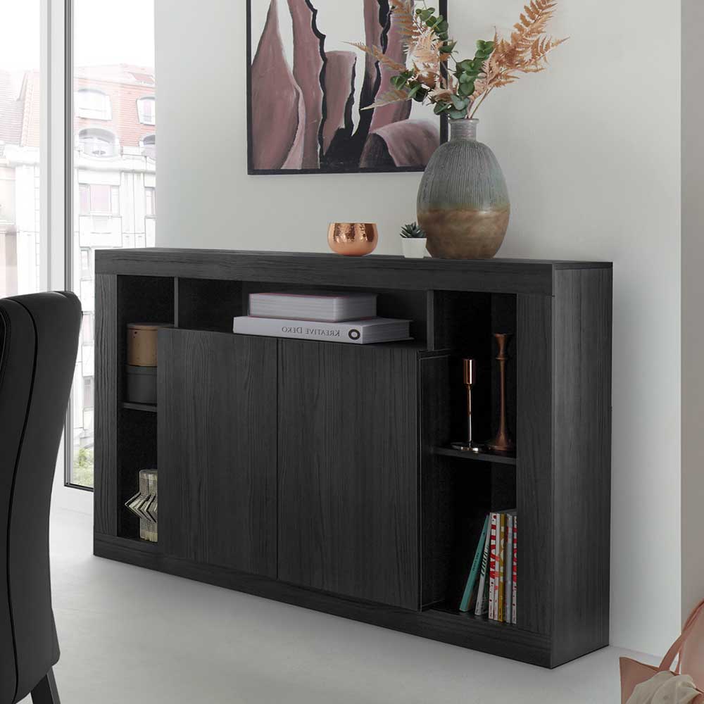 Esszimmer Kommode Rajaco in Holzoptik schwarz 102 cm hoch