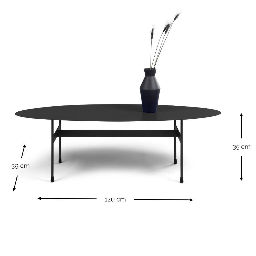 Moderner Couchtisch Varras mit ovaler Tischplatte in Schwarz