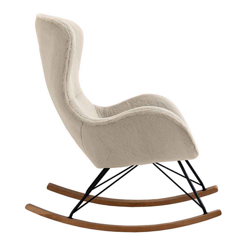 Webplüsch Schaukelsessel Julesta in Beige im Skandi Design