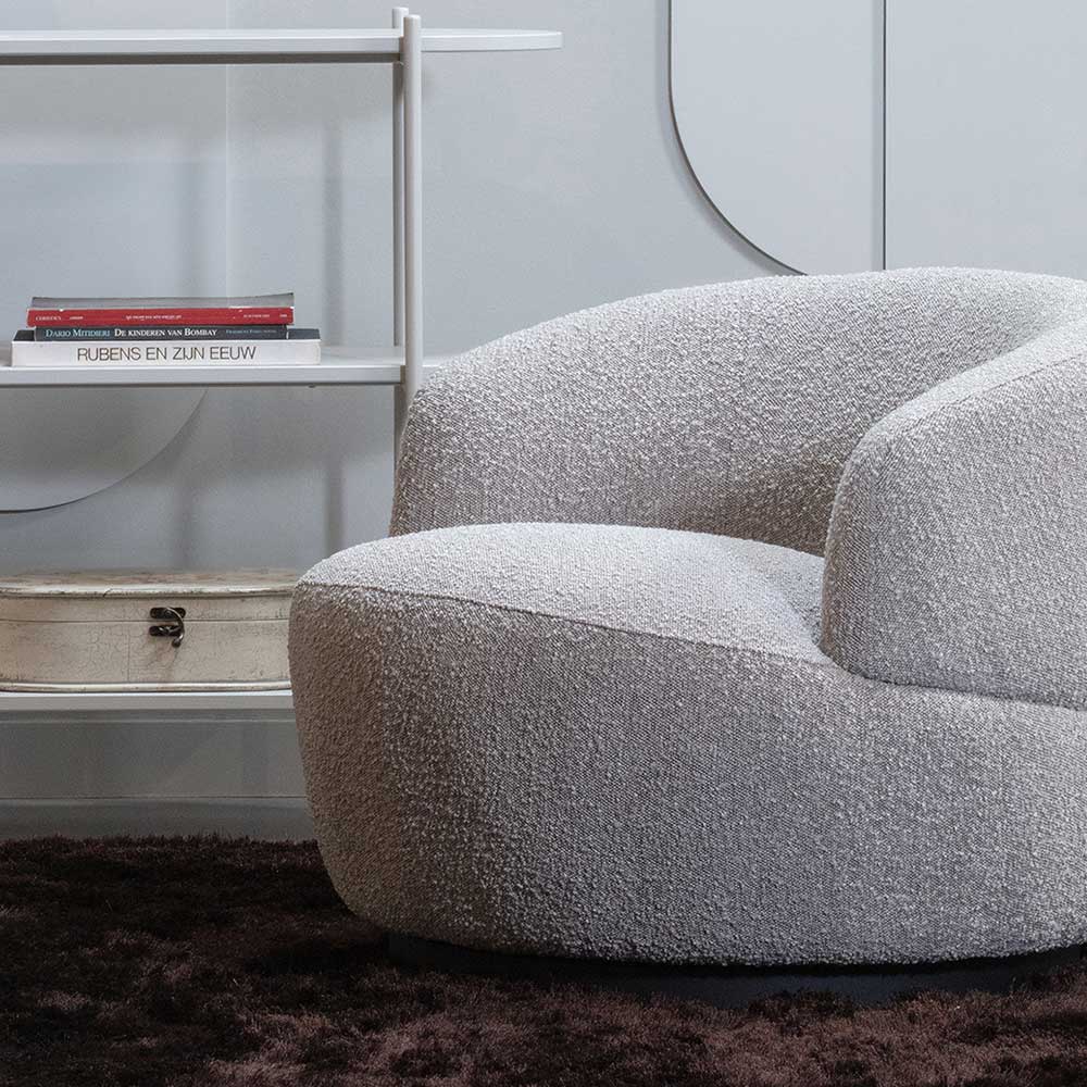 Lounge Sessel Zalau mit Boucle Stoff Bezug drehbar