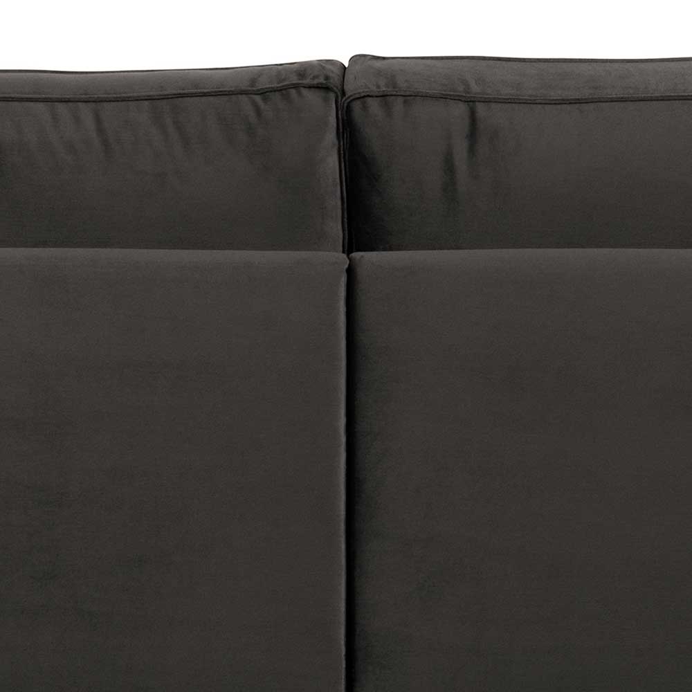 Samt Dreisitzer Sofa Casilla in Anthrazit 275 cm breit