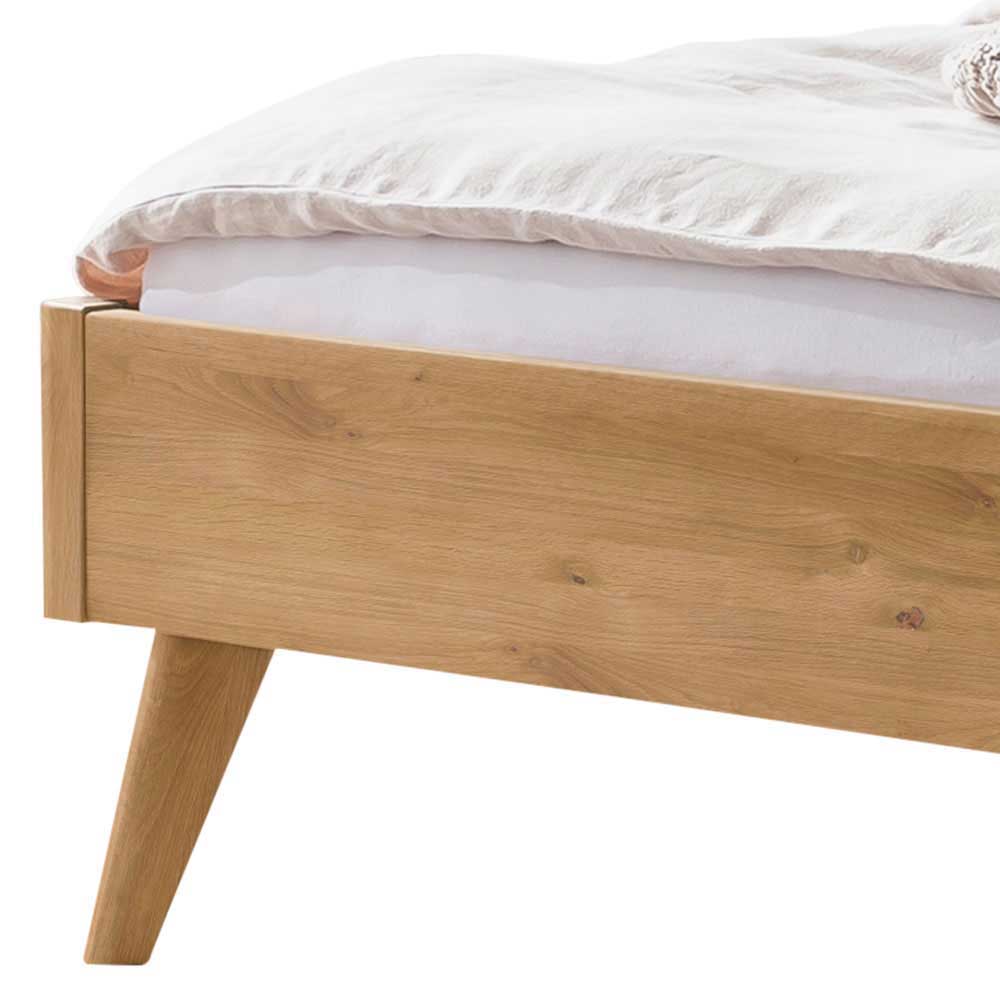 Wildeiche Massivholz Doppelbett Adrano in modernem Design optional mit Ablagen