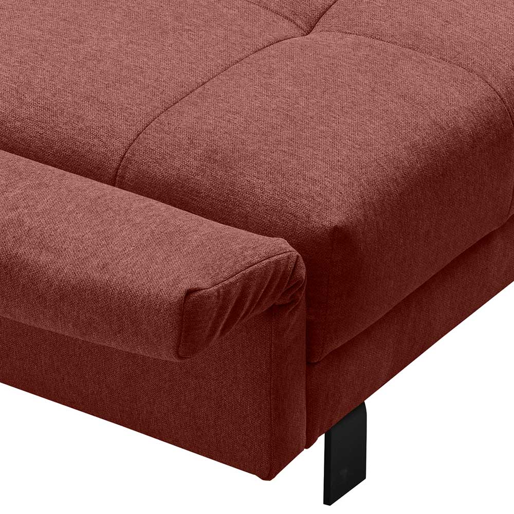 Schlafcouch Galirada in Rot mit Vierfußgestell aus Metall