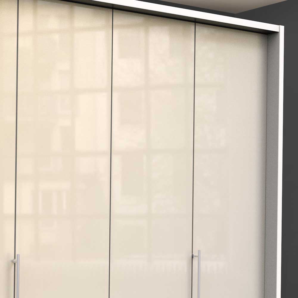 Falttürenkleiderschrank Invelita in Creme Weiß modern