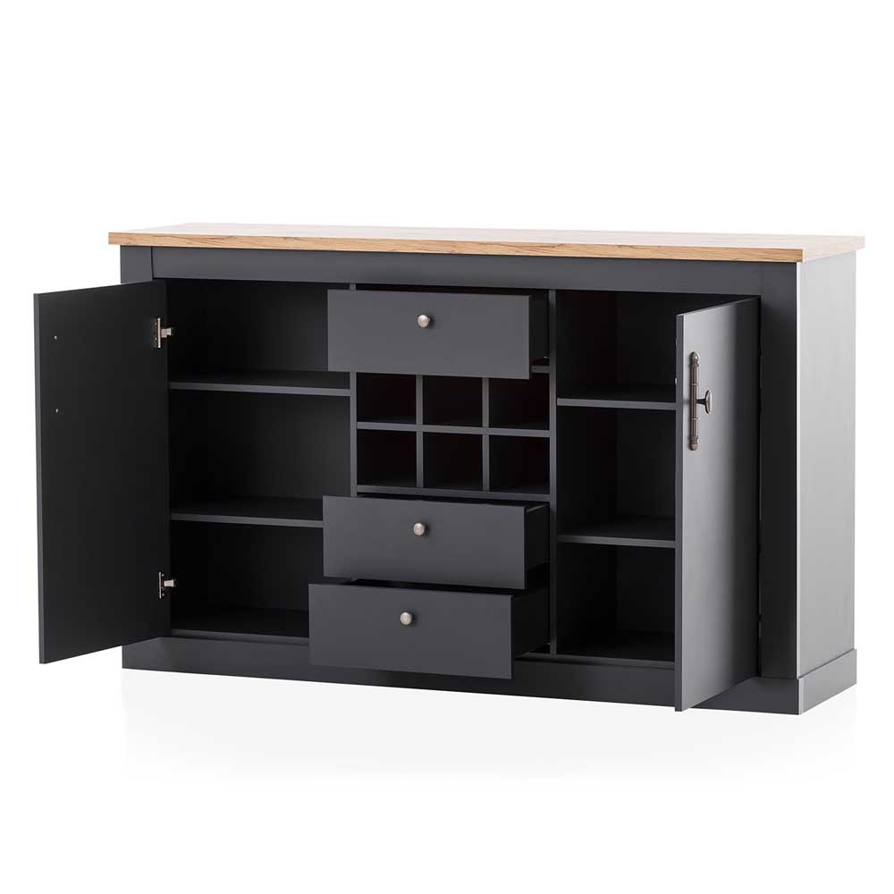 Sideboard mit Flaschenfach Saridio in Wildeichefarben und Anthrazit