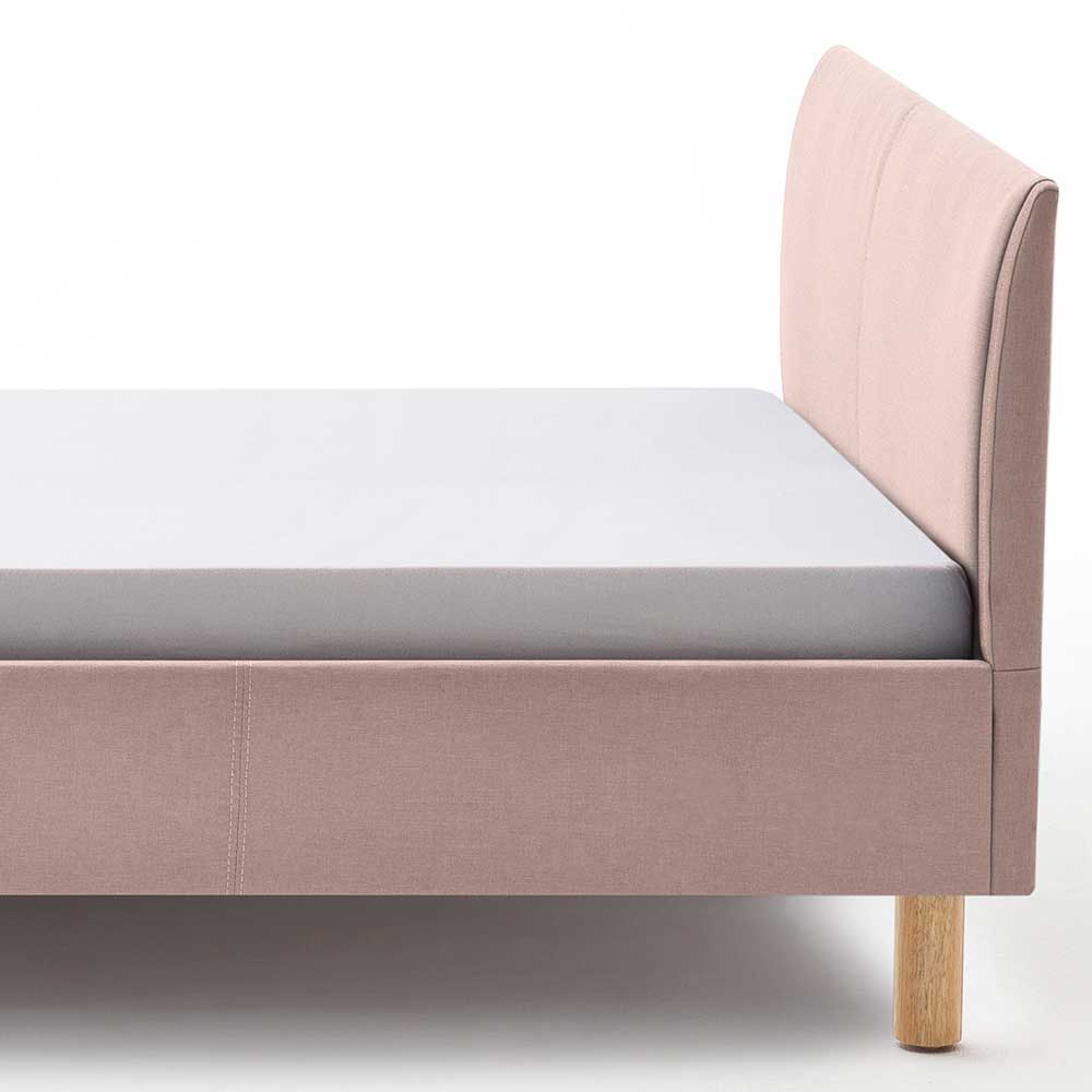 Einzelbett Camelian in Altrosa Webstoff im Skandi Design