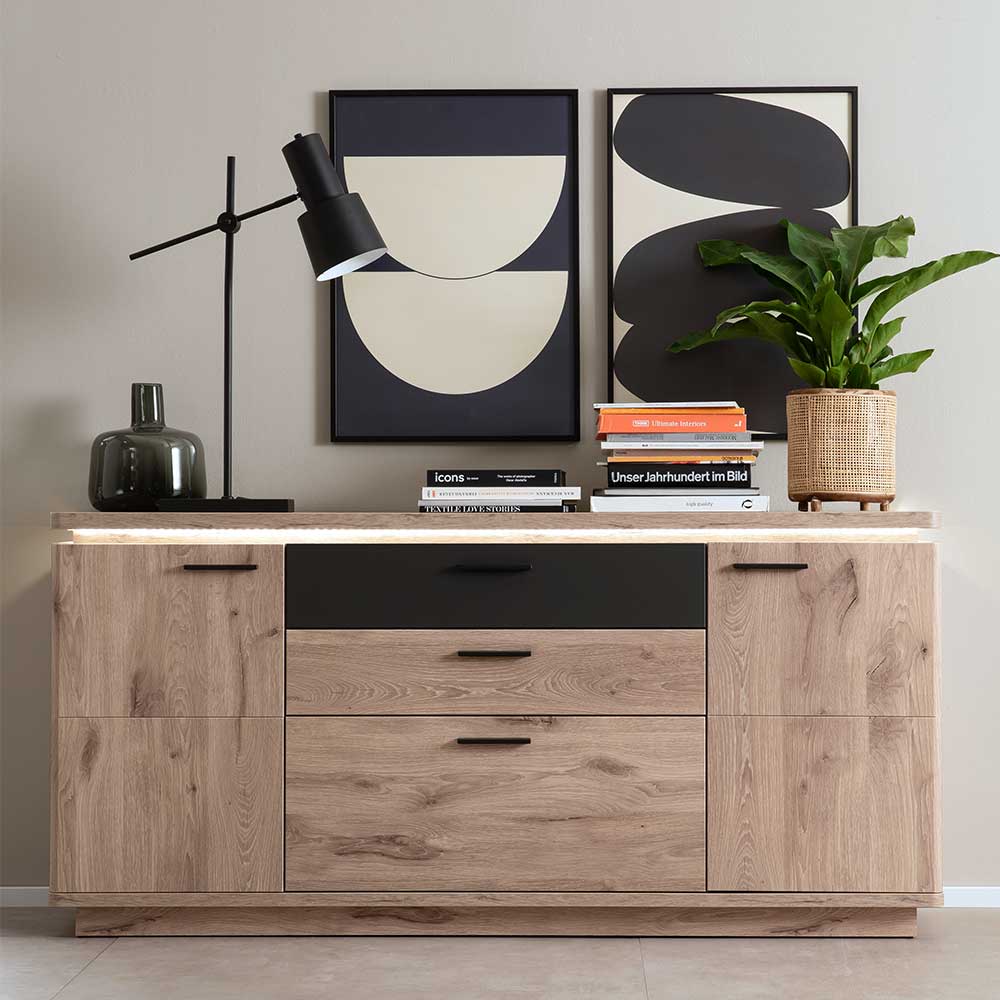 Modernes Sideboard Irysma mit drei Schubladen 170 cm breit