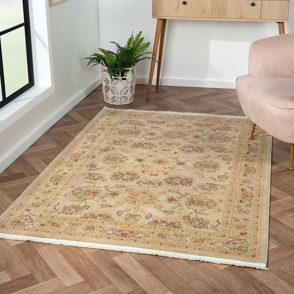 Teppich floral Bampoka im orientalischen Stil in Beige & Creme