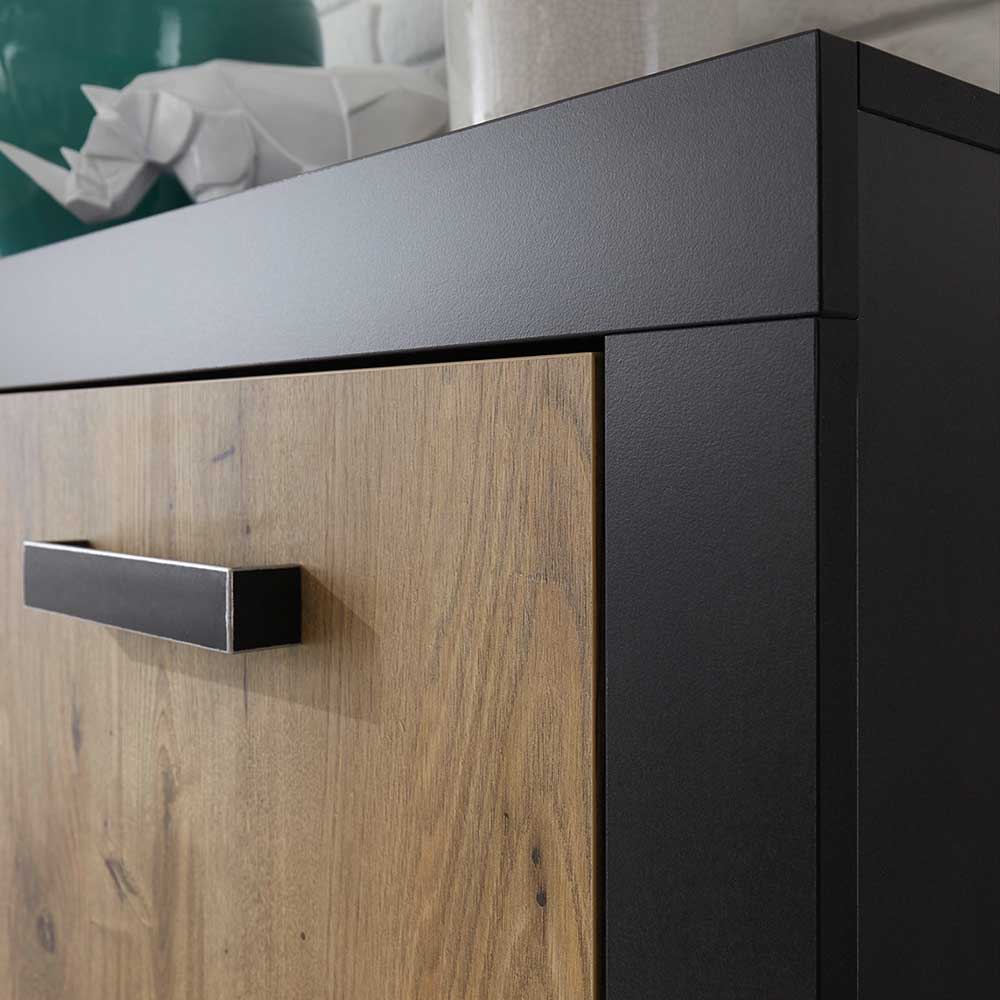 Loft Design Sideboard Zarevas in Kastanienfarben und Schwarz 3-türig