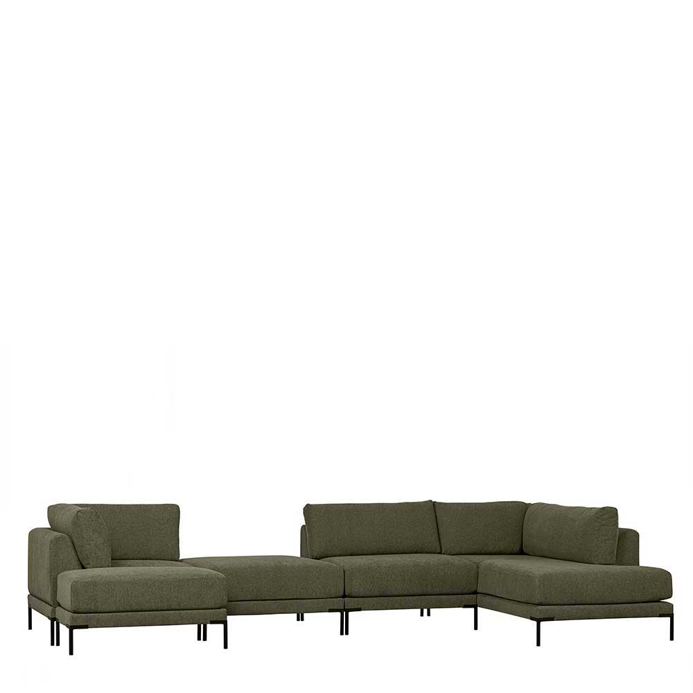 Modul Sofa Chaiselongue Skaceto in Dunkelgrün 200 cm breit