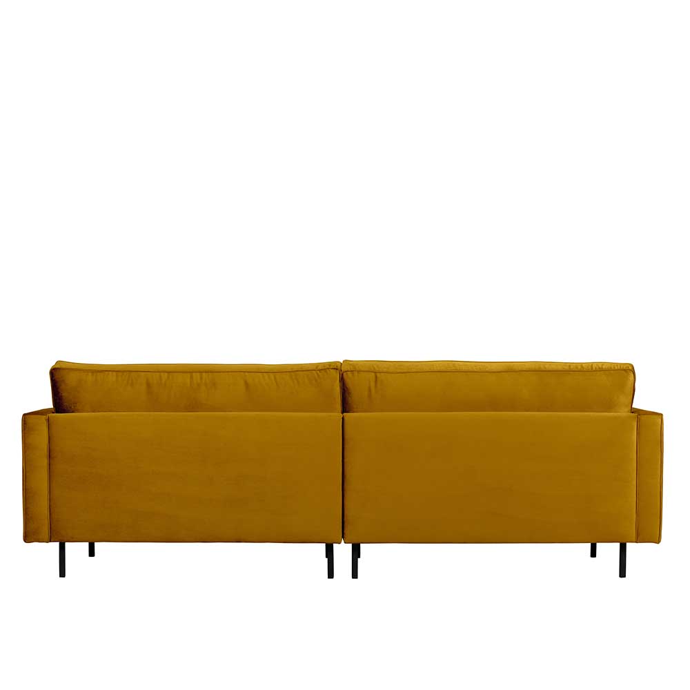 Retrostil Dreier Sofa Magoa in Ocker Samt 275 cm breit