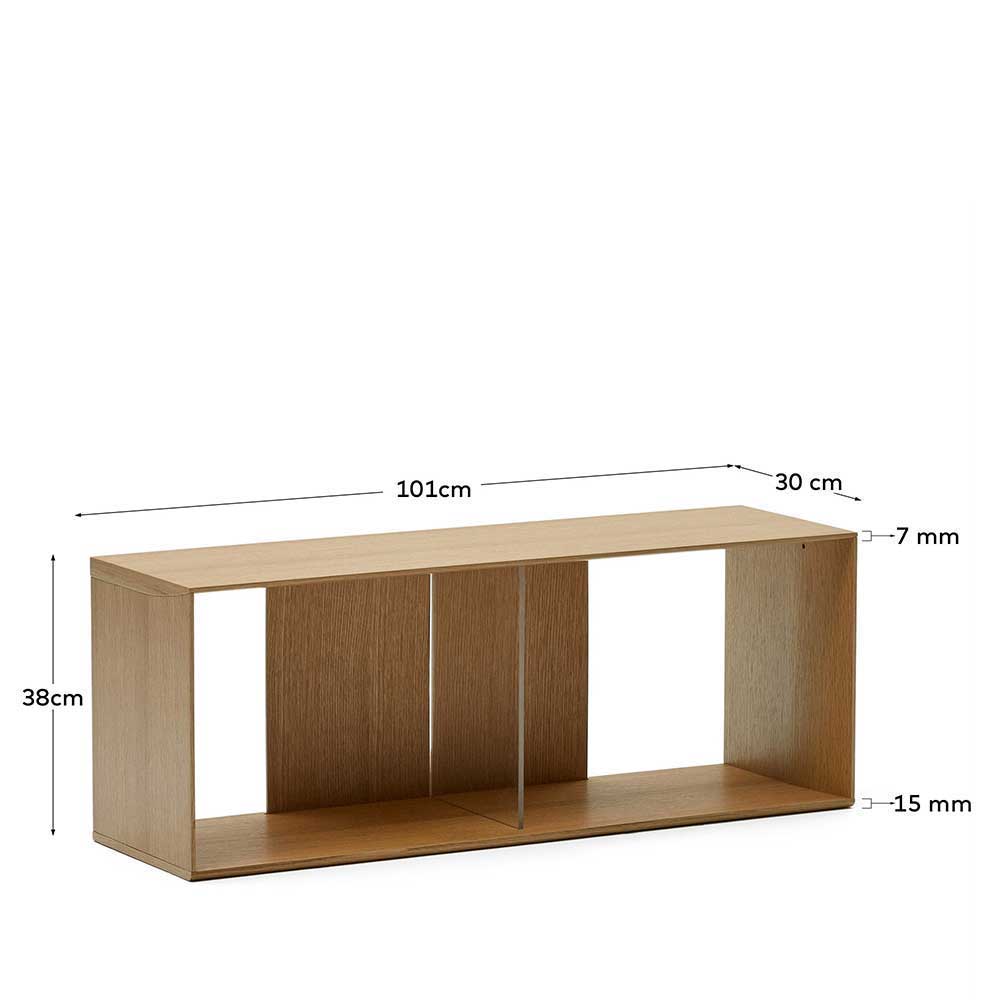 Modulares Bücherregal Kuta in Eichefarben - stapelbar (sechsteilig)