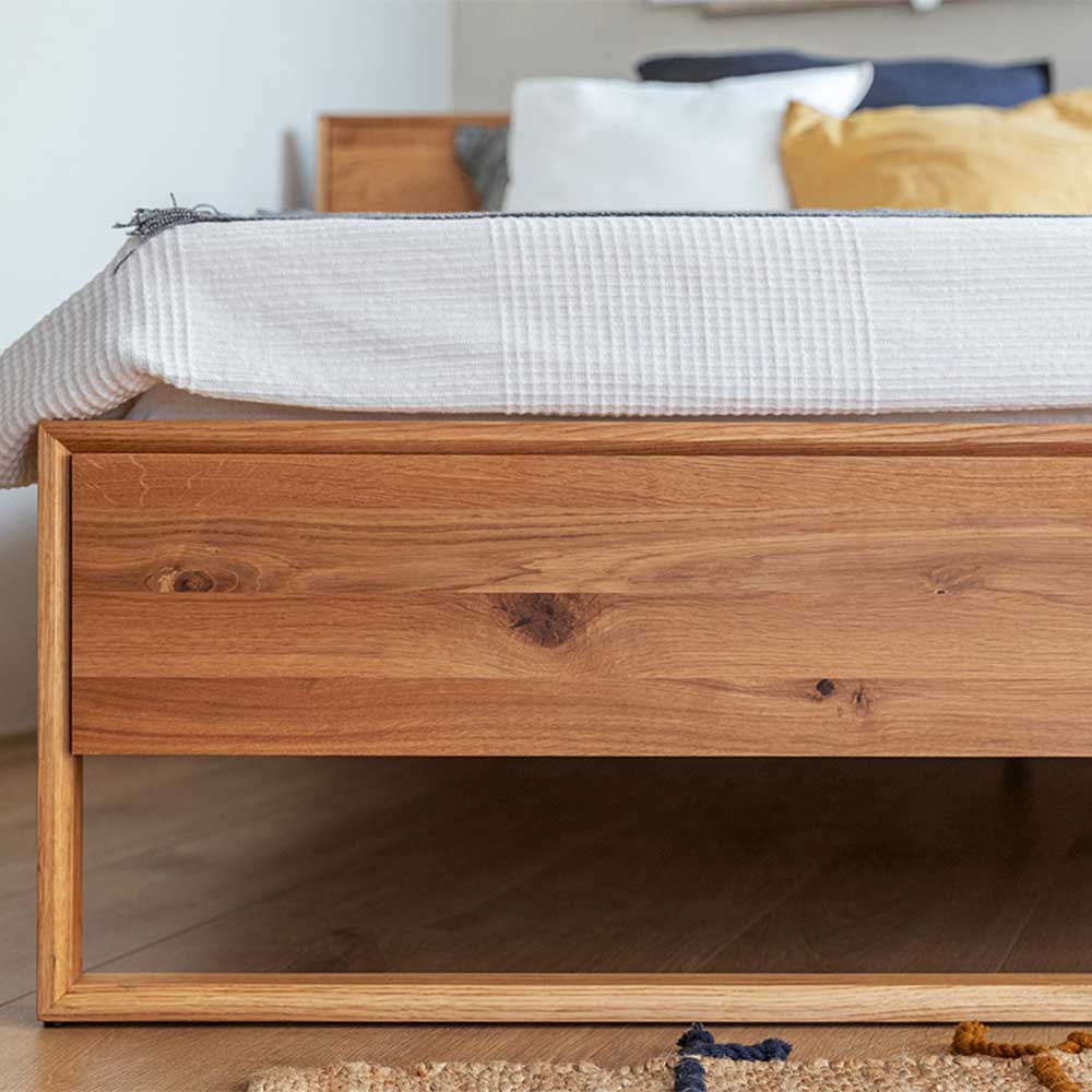 Doppelbett Eiche geölt Kojas in modernem Design mit 34 cm Einstiegshöhe