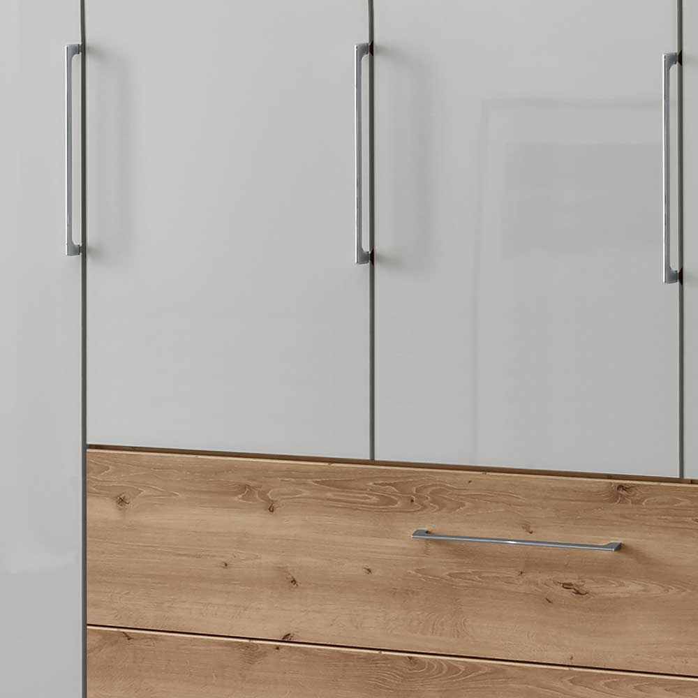 Großer Kleiderschrank Anjila mit Soft Close in Eiche Bianco & Weiß