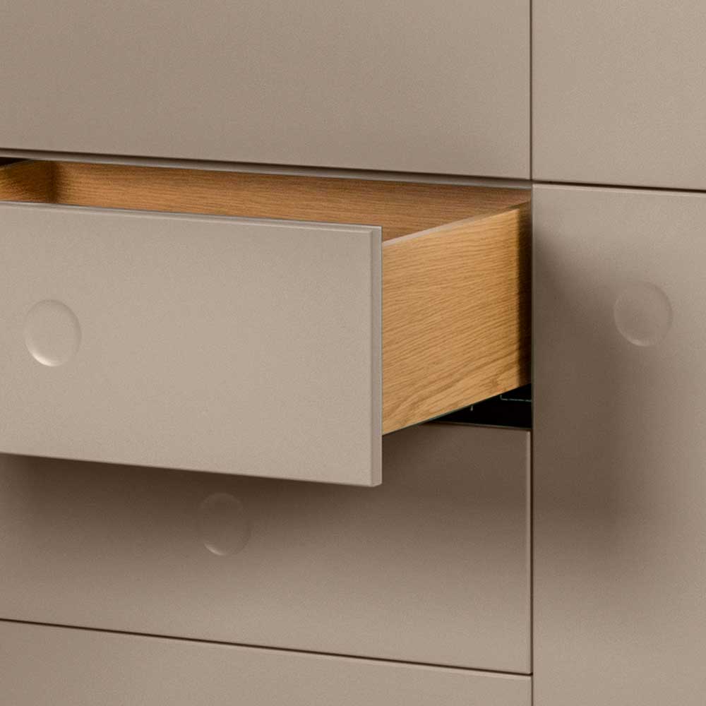 Highboard Durioscos in Taupe und Eiche mit Push to open Funktion