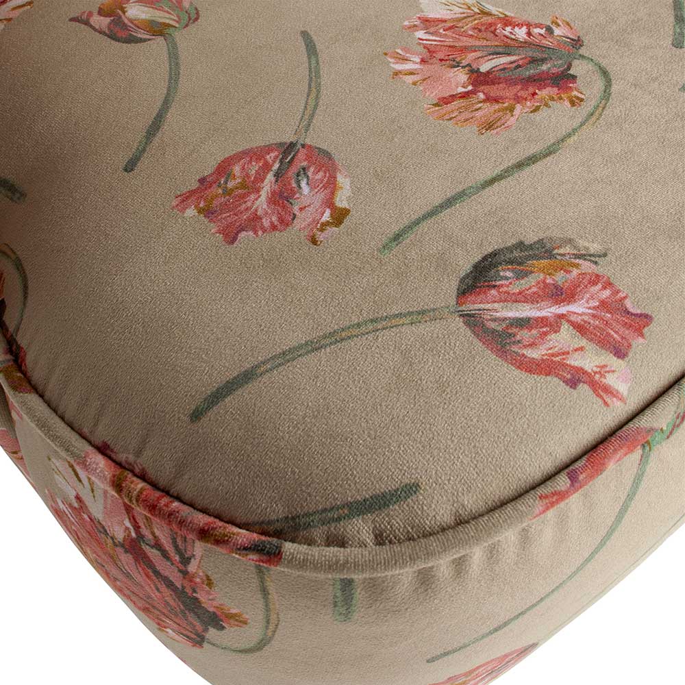 Samt Cocktailsessel Ucera in Taupe bunt mit Blumen Motiv