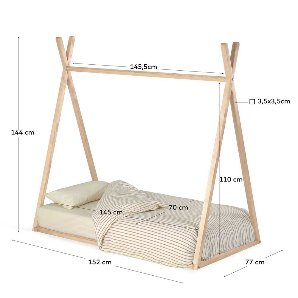 Kinder Tipi Bett Tona aus Buche Massivholz Liegefläche 70x140 cm