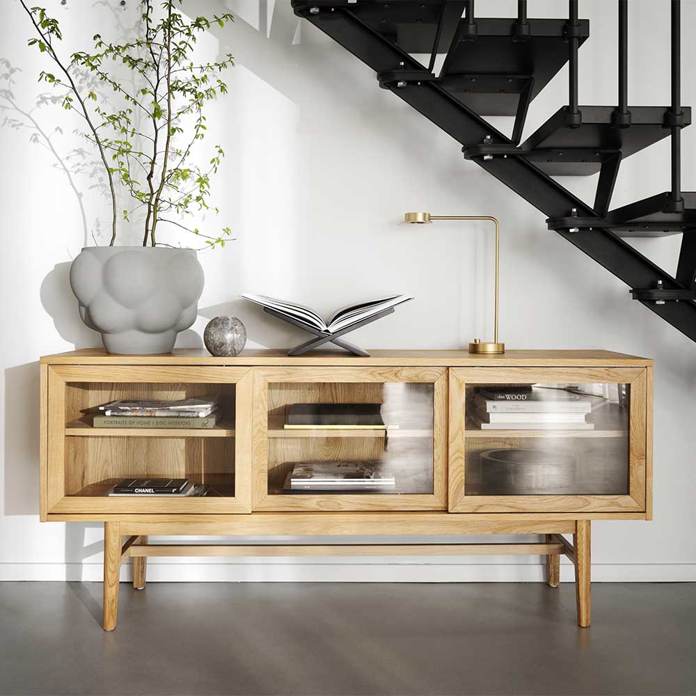 Vitrinen Sideboard Rattana in Eichefarben 170 cm breit