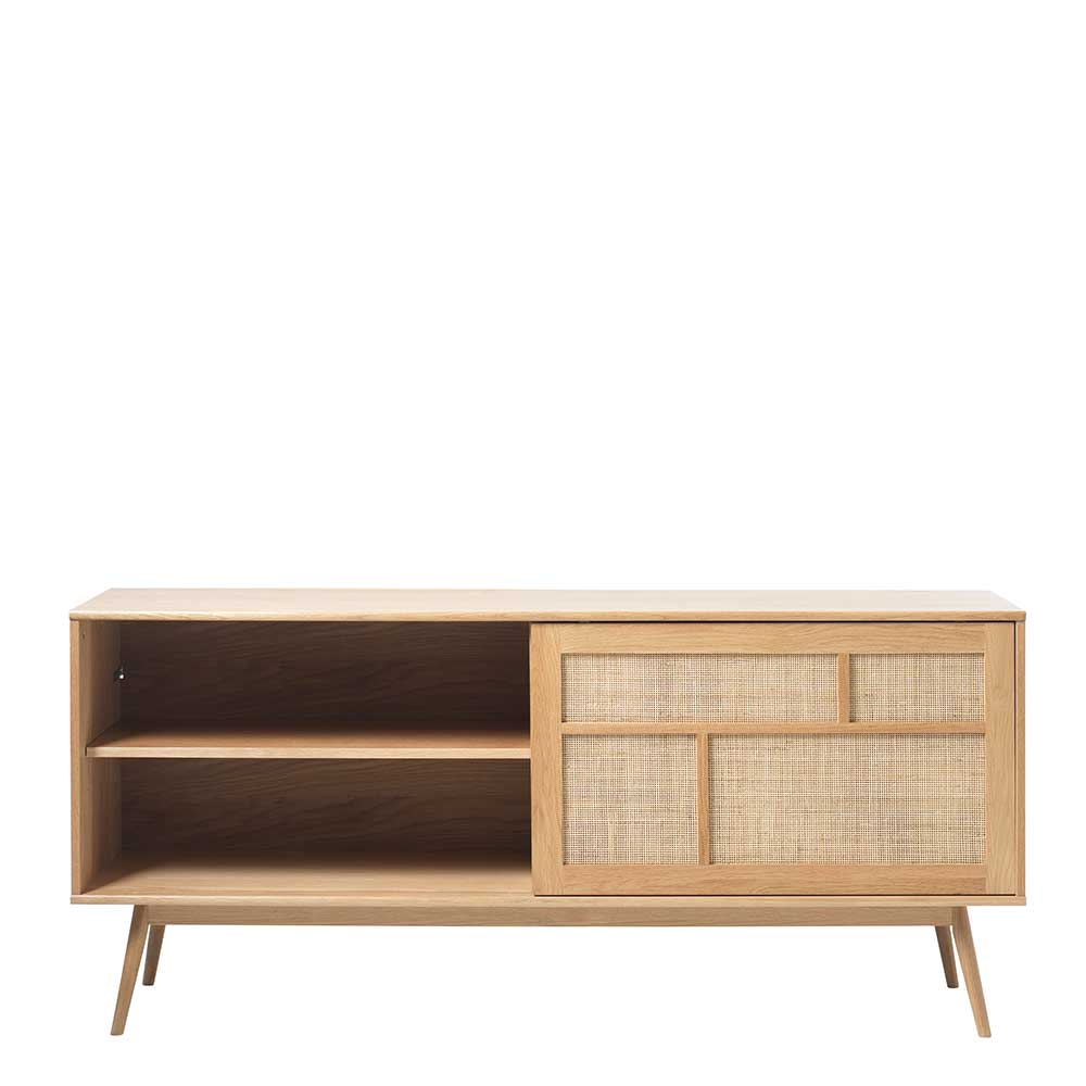 Sideboard Eiche teilmassiv Arenella mit Schiebetüren aus Rattan