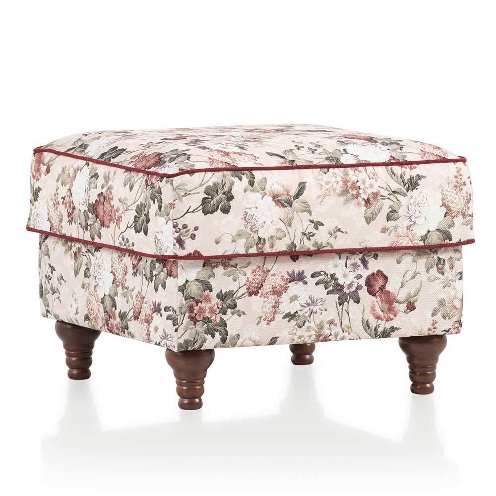 Sessel und Hocker Envus im Vintage Landhaus Look floral (zweiteilig)