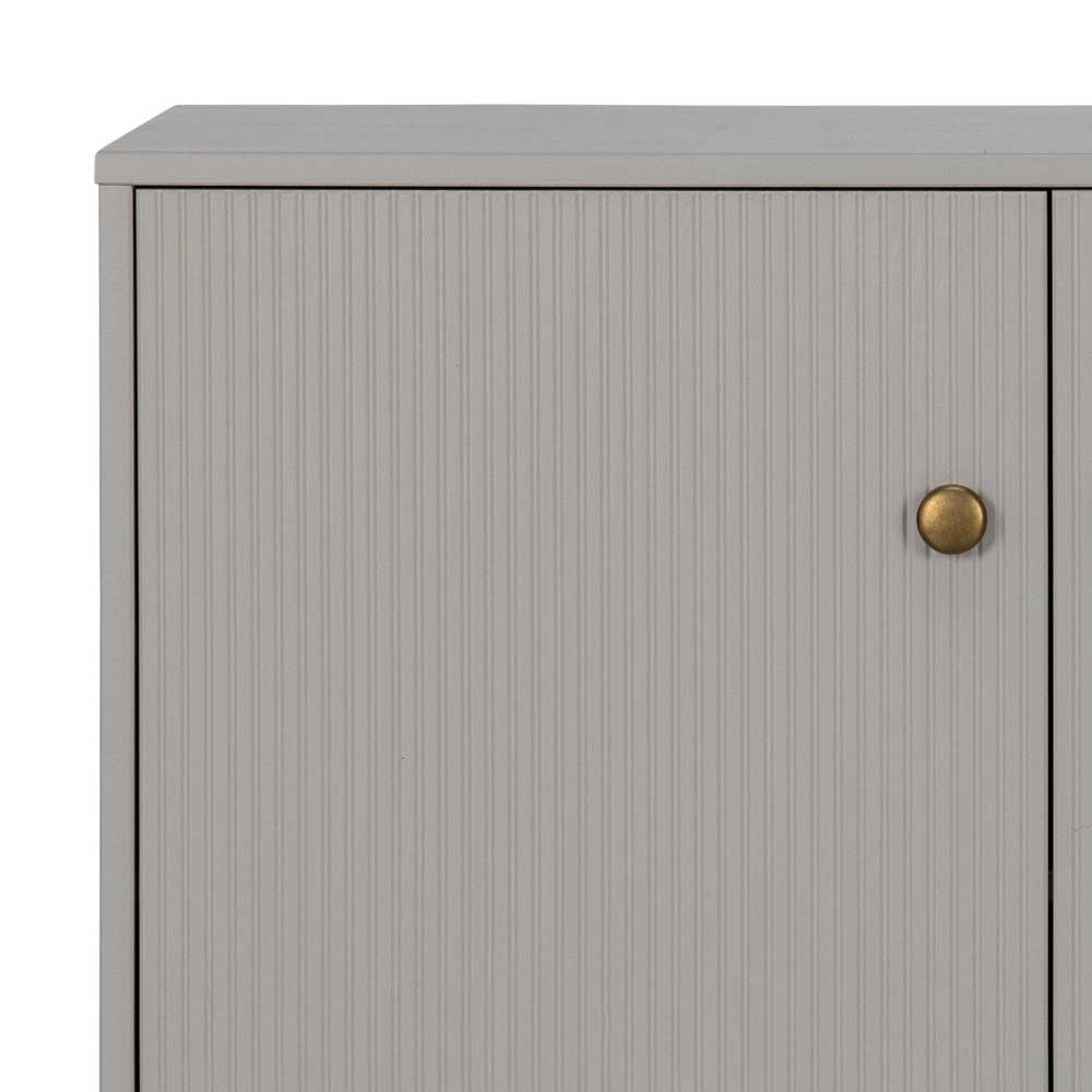 Skandi Design Esszimmersideboard Novelya in Grau mit Massivholztüren