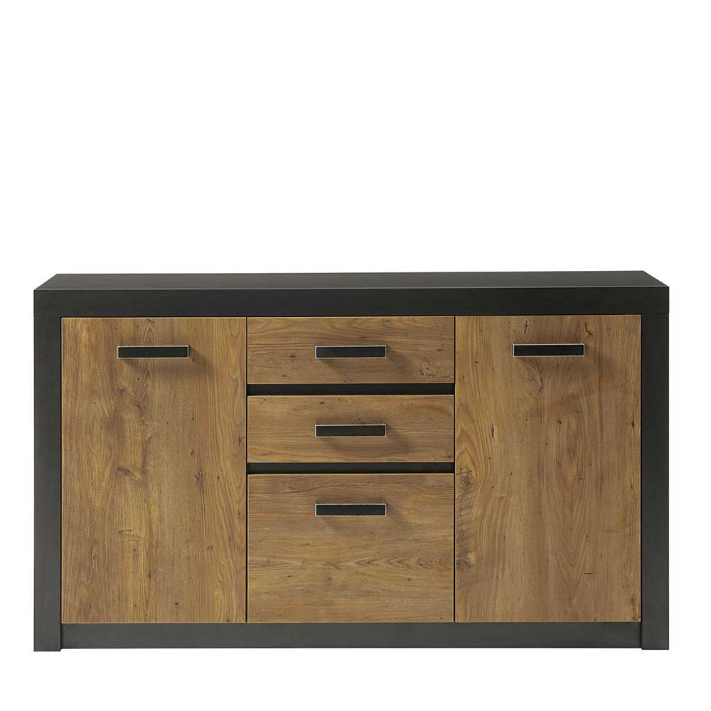 Loft Design Sideboard Zarevas in Kastanienfarben und Schwarz 3-türig