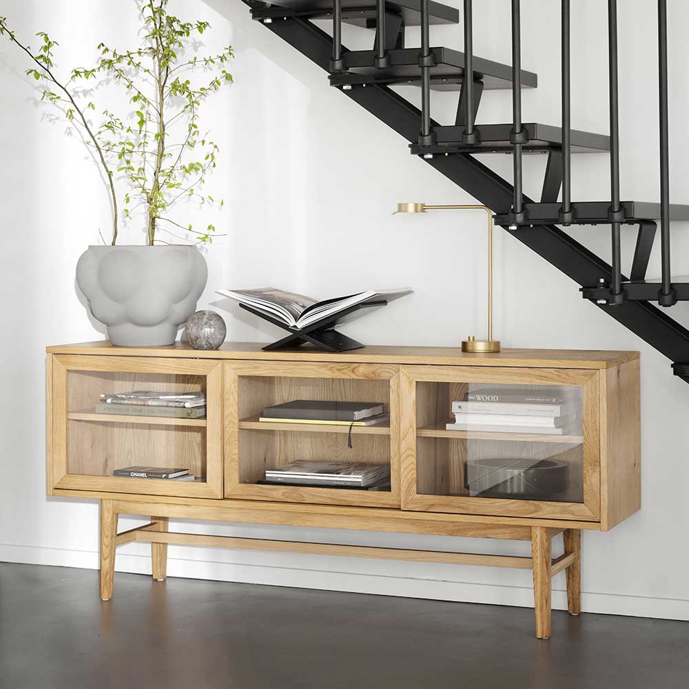 Vitrinen Sideboard Rattana in Eichefarben 170 cm breit