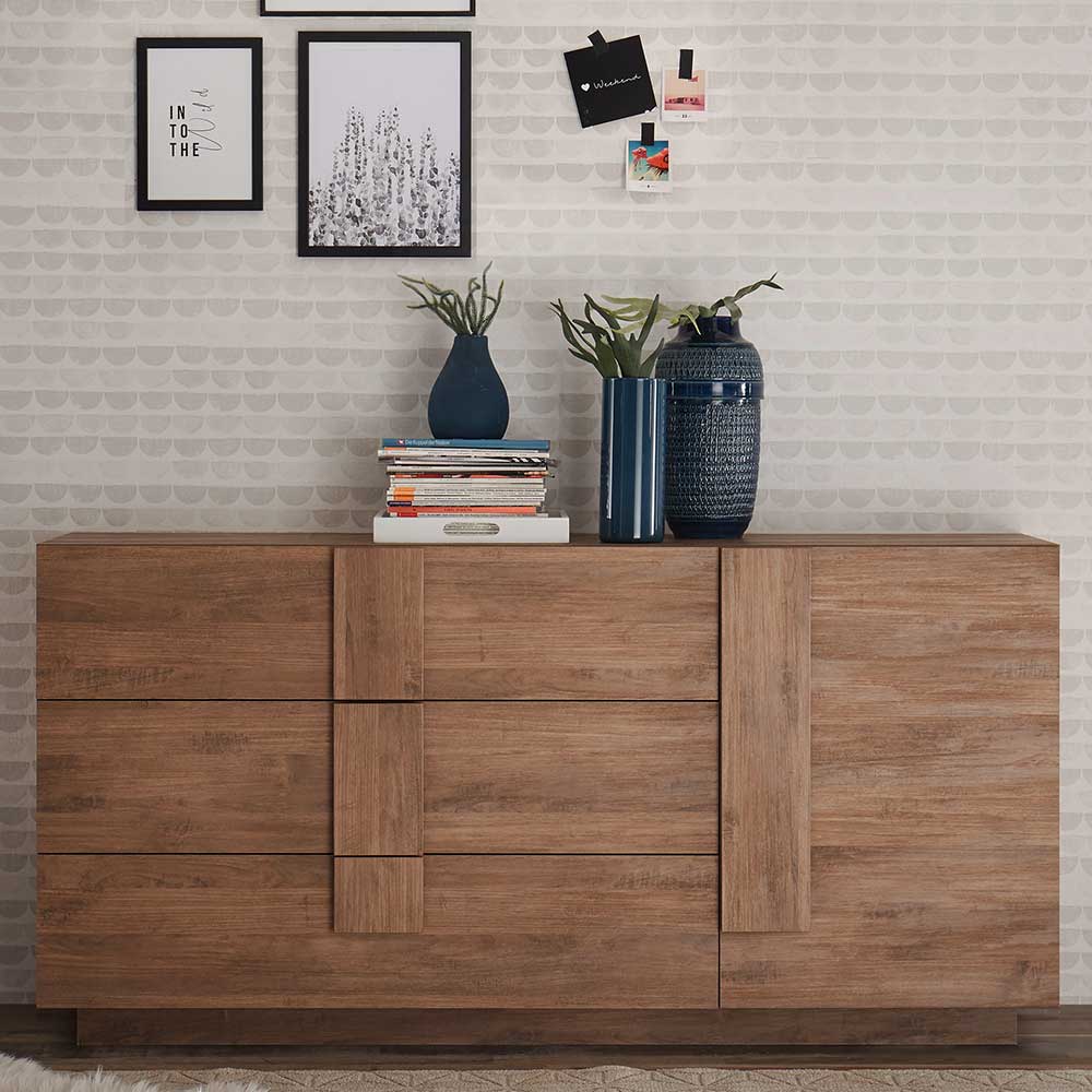 Esszimmersideboard Sabassa in Holzoptik Naturfarben 90 cm hoch